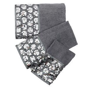 Sinatra Silver Bath Accessories 3 Piece Bath Towel Set (Bath Towel, Hand Towel,